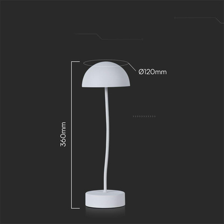 Lampka Biurkowa Nocna V-TAC 3W LED Ładowanie Ściemnianie Biała 