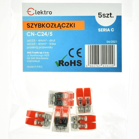Szybkozłączka CN-C24 slim 2x 0,5-4mm drut/linka (opk 5 szt)