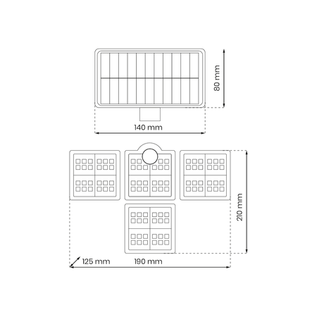 Naświetlacz Solarny LED Flexi Poczwórny z czujnikiem ruchu