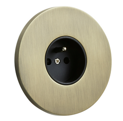 Gniazdo z bolcem podtynkowe okrągłe metalowe TOGGLICA ROUND patyna szczotkowana