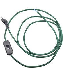 Przewód w oplocie dekoracyjnym 2,5m z włącznikiem ciemny zielony