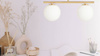 Lampa sufitowa plafon Milano gold podwójna mleczne kule 2xE14