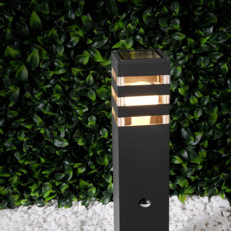 Lampa zewnętrzna TEKSAS PIR 44cm 1xE27 grafit, czujnik ruchu i zmierzchu
