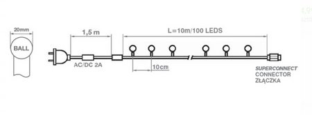 Lampki choinkowe LED mleczne KULKI 10mb IP44 RGB