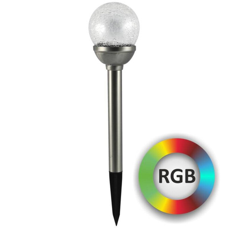 Lampa solarna Led KULA RGB szklana SL2302S INOX