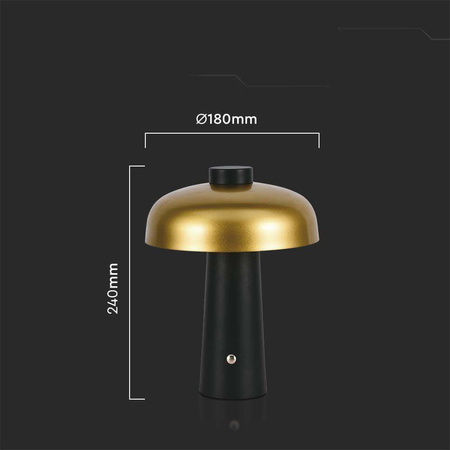 Lampka Biurkowa Nocna V-TAC 3W LED 24cm Ładowanie USB Ściemnianie Złota 