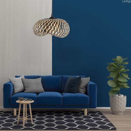 Lampa wisząca dwukolorowa BOHO bambusowa plecionka NUSA 50cm