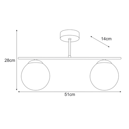 Stylowa lampa sufitowa na dwie żarówki E14 K-5781 z serii FELIX