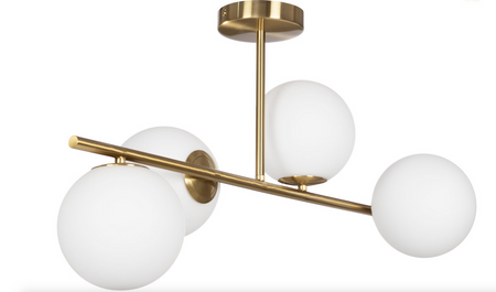 Lampa sufitowa Milano złota 4xE14 mleczne kule