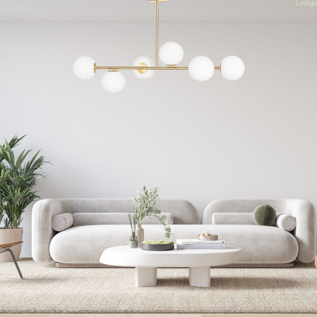 Lampa sufitowa Milano złota 6xE14 mleczne kule EP1C20