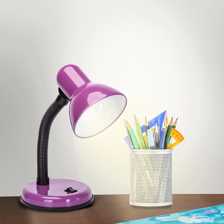 Metalowa lampa stołowa E27 fioletowa