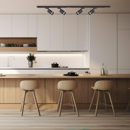 Zestaw Szynoprzewód 4xPipe Ring GU10 + Prowadnica 2x1m + Złączki - Czarny