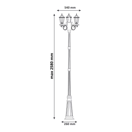 Lampa zewnętrzna LIGURIA 2,5m czarna 3xE27