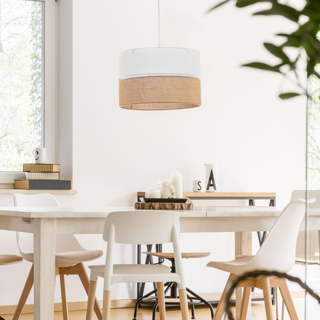 Nowoczesna lampa wisząca Linobianco juta biała