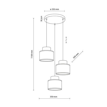 Lampa wisząca Duo JUTA Mix koło 3xE27