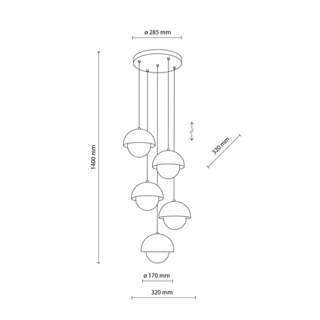 Lampa wisząca BONO OCHRA 5xG9