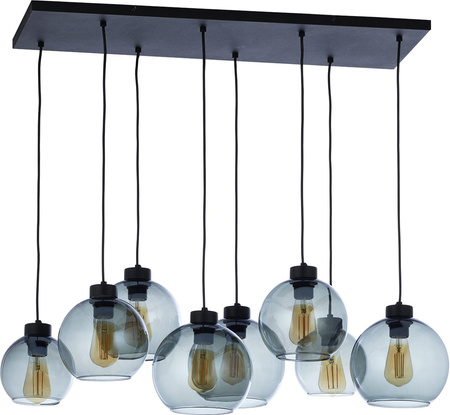 Szklana lampa wisząca 8 kul E27 grafit