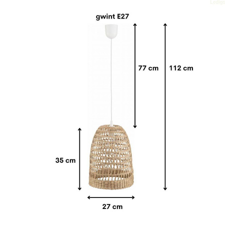 Lampa wisząca BOHO Africa trawa morska TH1F biała