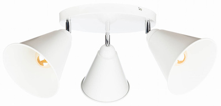 Lampa sufitowa biały plafon potrójny duży stożek