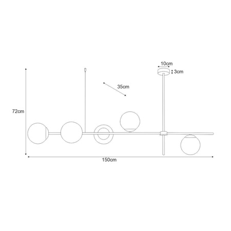 Okazała lampa sufitowa z pięcioma matowymi kloszami K-4738 serii VUELTA