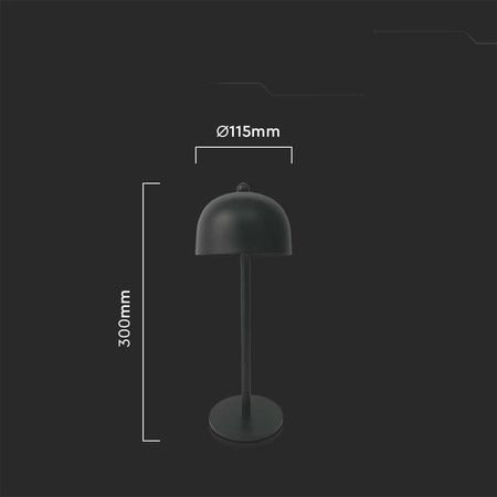 Lampka Biurkowa Nocna V-TAC 3W LED 30cm Ładowanie USB Ściemnianie Czarna 
