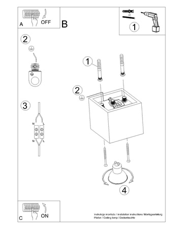 Plafon QUAD 1 czarny