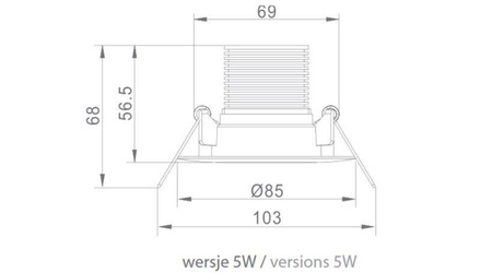 Oczko awaryjne wpuszczane SC 5W 3H A AT