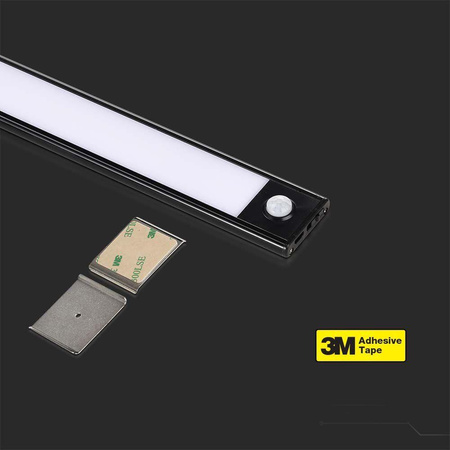 Oprawa podszafkowa V-TAC 2W LED Czarna Czujnik Ruchu Ładowanie USB 40cm VT-8142 4000K 160lm