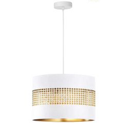 Lampa wisząca z abażurem ażurowa ORO Deluxe biało złota 30cm