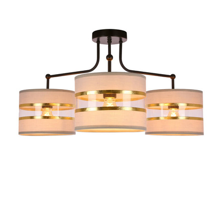 Lampa sufitowa czarny 3xE27 abażur biały + złoty Andy 33-00514