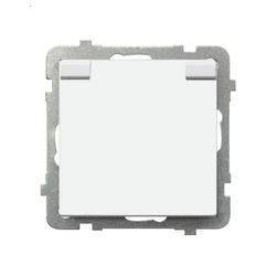 Gniazdo bryzgoszczelne z uziemieniem IP-44 wieczko w kolorze wyrobu Ospel Sonata Biała