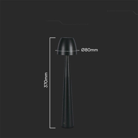Lampka Biurkowa Nocna V-TAC 3W LED 37cm Ładowanie USB Ściemnianie Czarna 