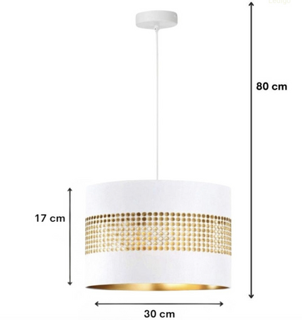 Lampa wisząca z abażurem ażurowa ORO Deluxe biało złota 30cm