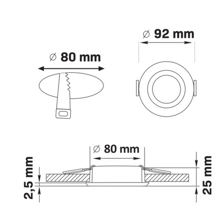Oprawa podtynkowa FALCO okrągła biała z oprawką GU10