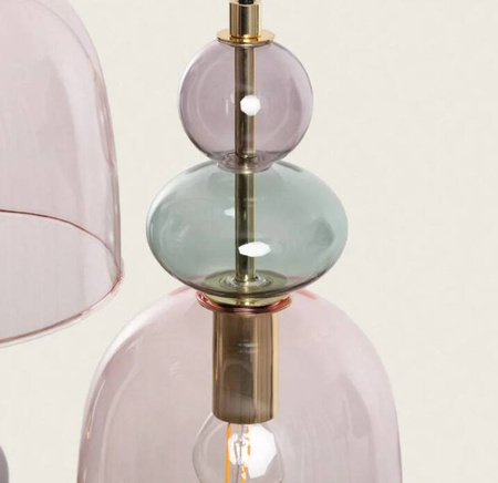 Lampa Wisząca z Metalu i Szkła Tri Baudelaire 3xE14 Pudrowy Róż