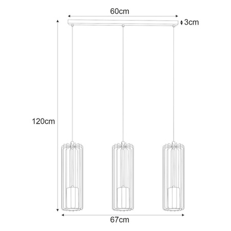 Lampa wisząca typu listwa z trzema źródłami światła K-4936 serii GABIA