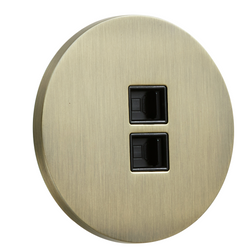 Gniazdo 2xRj45 podtynkowe okrągłe metalowe TOGGLICA ROUND patyna szczotkowana