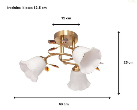 Lampa sufitowa potrójna plafon z kryształkami 3xE27