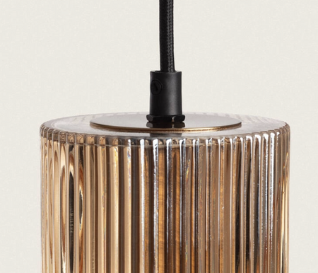 Lampa Wisząca z Metalu i Szkła bursztynowa Berila