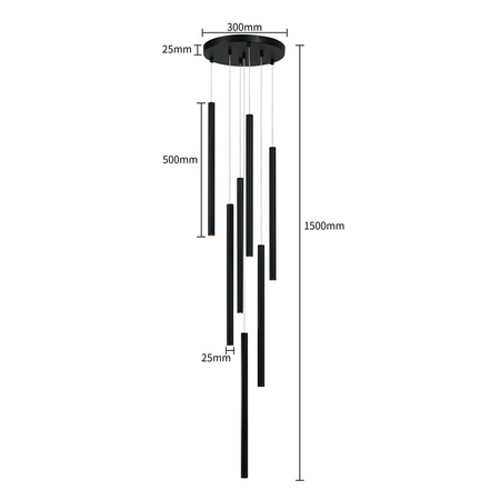  Lampa wisząca Lungo 7xG9 czarna