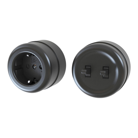 Gniazdo natynkowe z uziemieniem Schuko czarne Loftica Art