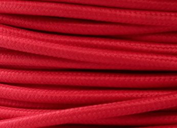 Dekoracyjny kabel w oplocie poliestrowym czerwony dwużyłowy 2x0,75