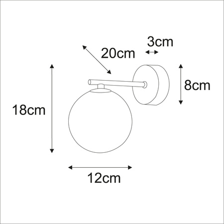 Kinkiet szklana mleczna kula K-5854 z serii FILO