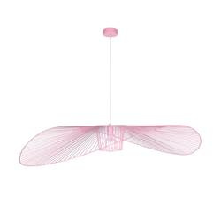 Różowy, druciany, duży żyrandol do salonu KP-21 z serii KAPELUSZ