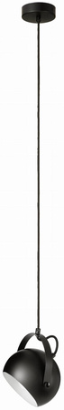 Lampa wisząca z uchwytem LEO  czarna okrągła metalowa loft