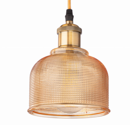 Szklana lampa wisząca E27 bursztynowa Bell