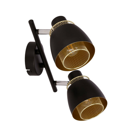 Aleksandria lampa sufitowa listwa 2x40w klosz czarny+złoty