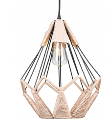 Lampa wisząca Boho metalowa Diament przeplatana sznurem