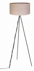 Lampa podłogowa NEPTUN trójnóg z abażurem walec len