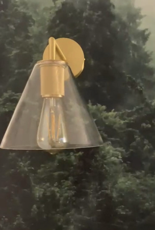 Kinkiet metalowy złoty Madrid szklany